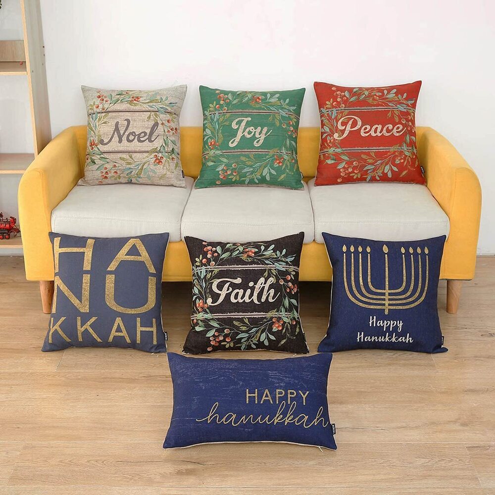 5935 Christmas Wreath Pillow Cover 18x18 inch Faith Square Throw Pillowcase - Picture 3 of 8